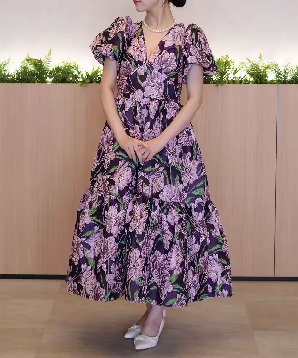 フローレゾンジャカードミディドレス画像_1900 - モデル身長:159cm