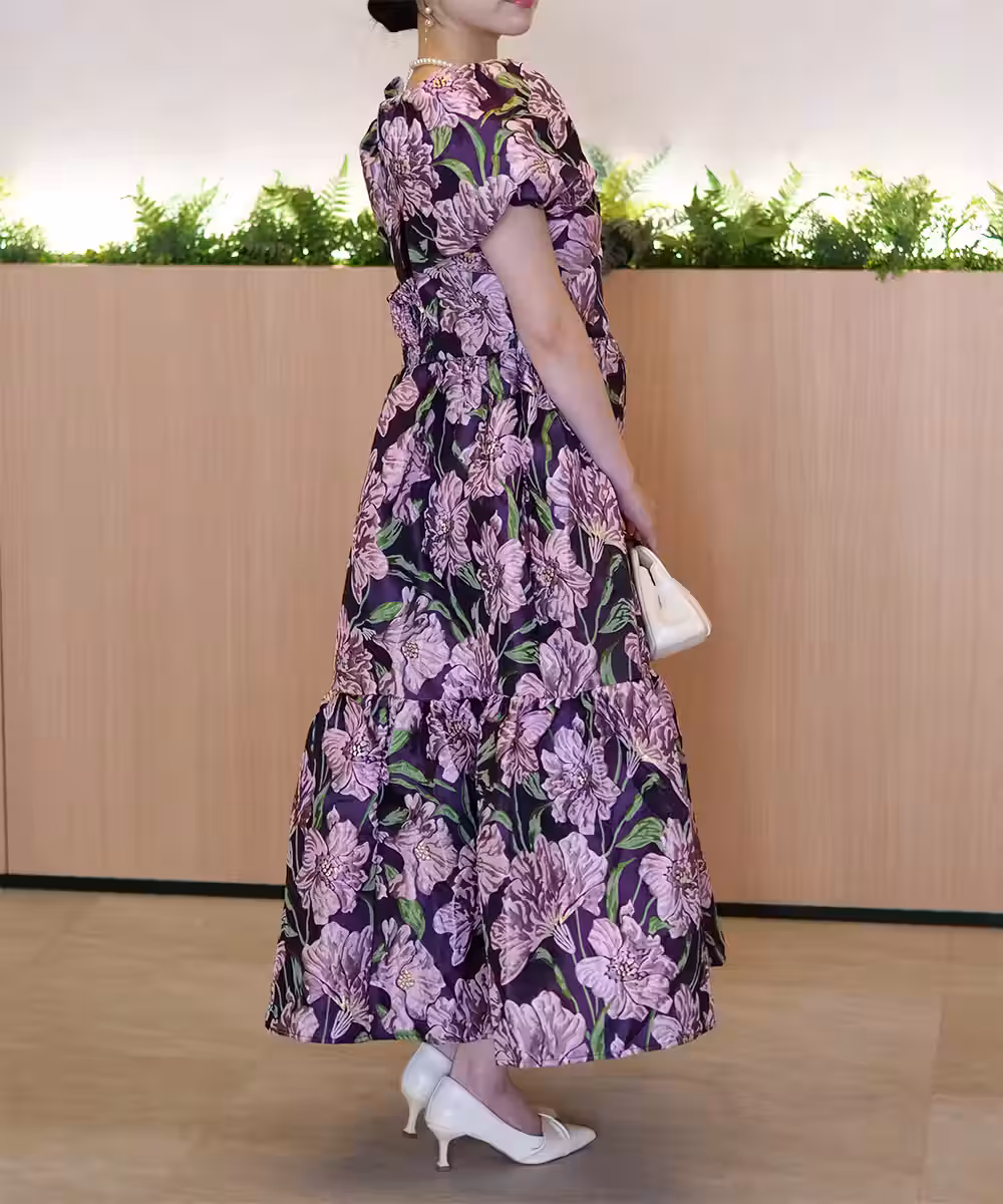 フローレゾンジャカードミディドレス画像_1905 - モデル身長:159cm