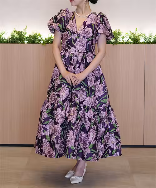 フローレゾンジャカードミディドレス