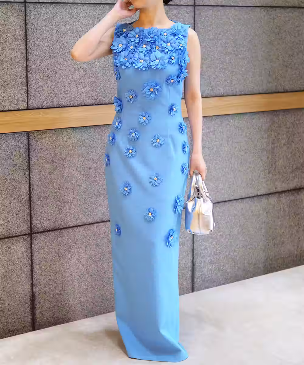 ダリフローラルアップリケドレス画像_1943 - モデル身長：159cm