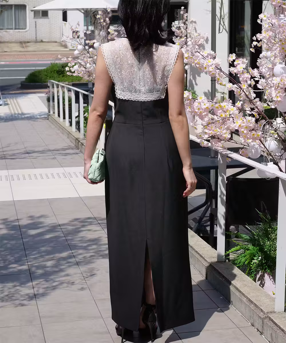 ノワールラウンドネックマキシドレス画像_1964 - モデル身長：159cm