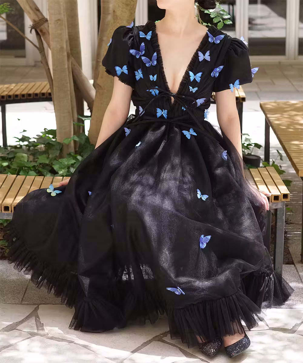 ブラックバタフライドレス / 9号(M)画像_1987 - モデル身長：159cm