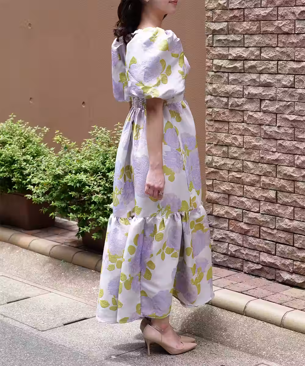 フィグフローラジャカードミディドレス画像_2063 - モデル身長：159cm