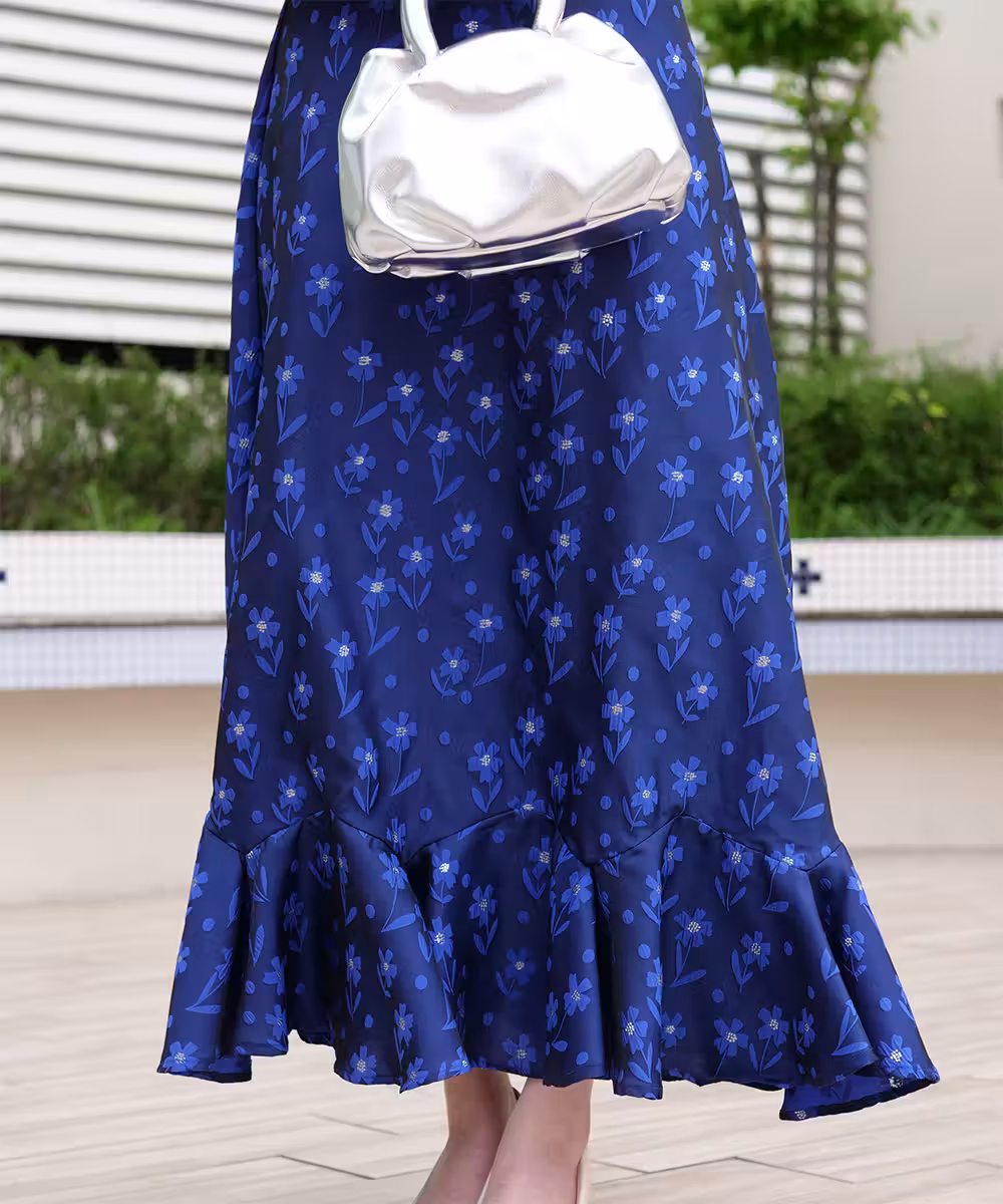 アズールジャカードミディドレス画像_2082 - モデル身長：159cm