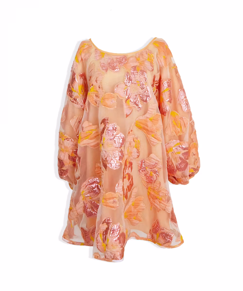 GOOD LUCK DRESS  -サンセットマグノリアフローラルオーガンザ-画像_1225 - モデル身長:159cm