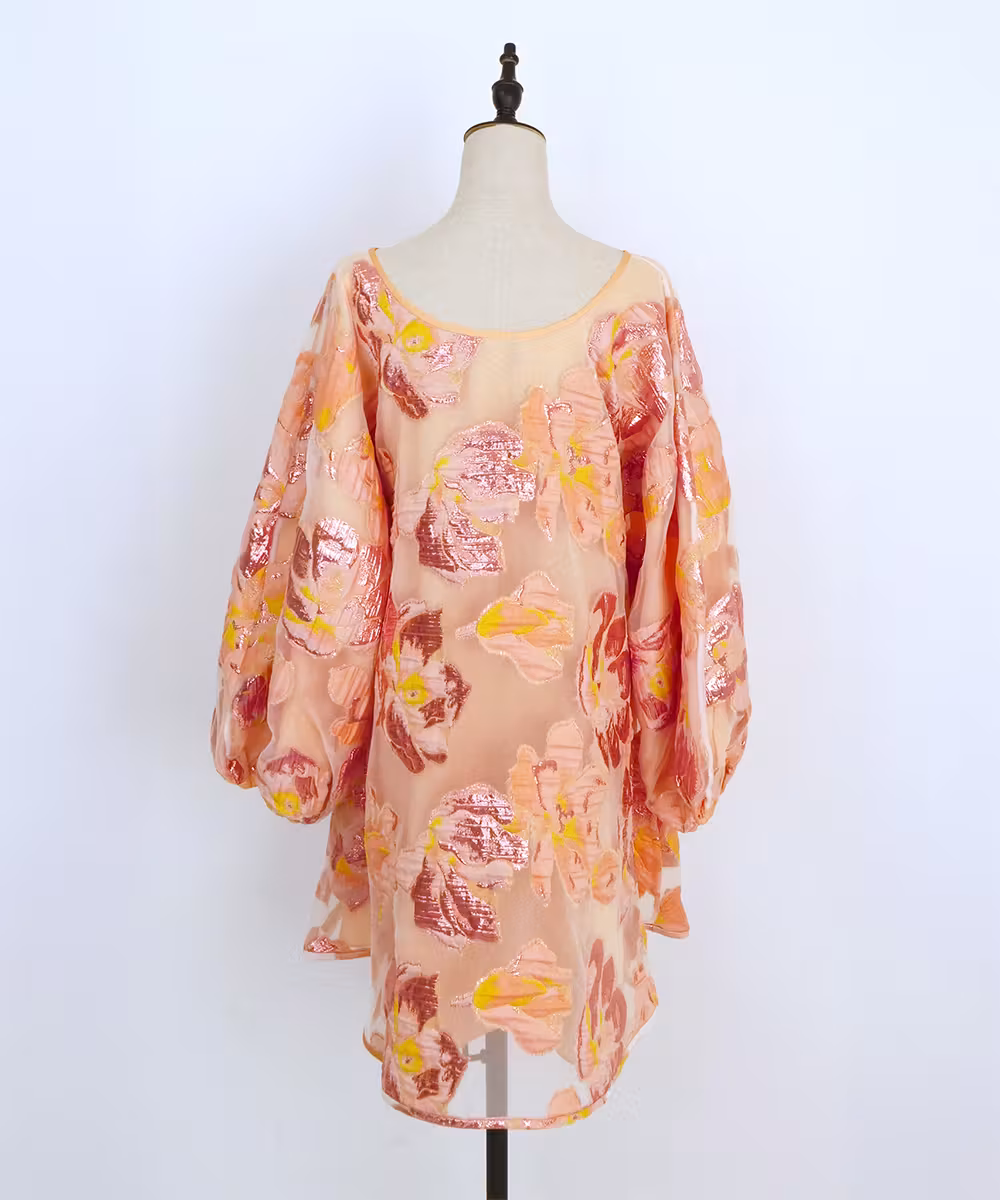 GOOD LUCK DRESS  -サンセットマグノリアフローラルオーガンザ-画像_1229 - モデル身長:159cm