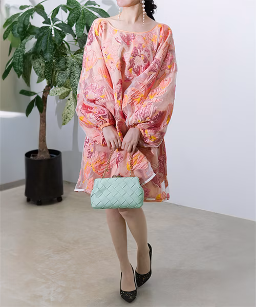 GOOD LUCK DRESS  -サンセットマグノリアフローラルオーガンザ-
