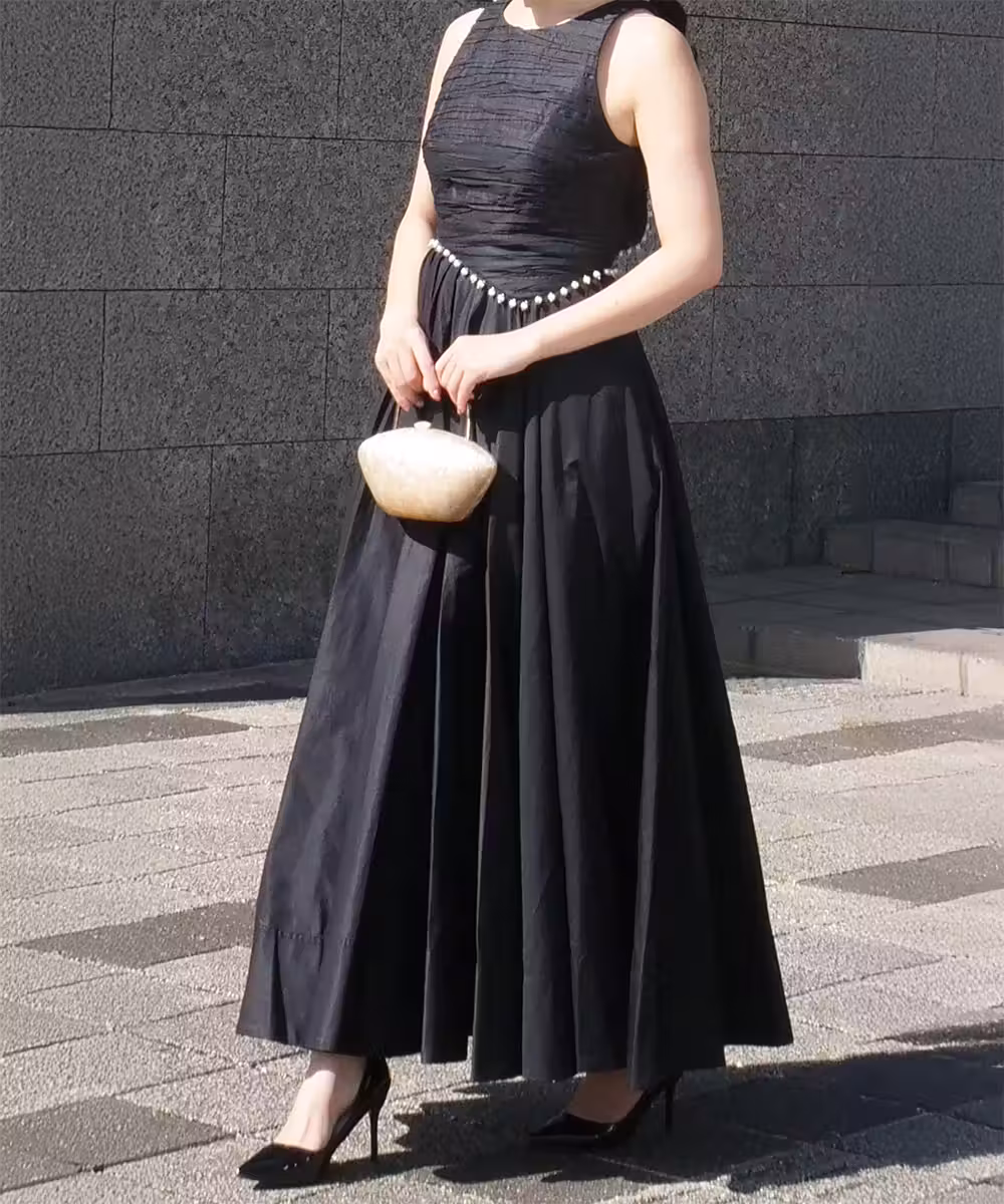 フローレンスパールトリムミディドレス画像_1315 - モデル身長:159cm