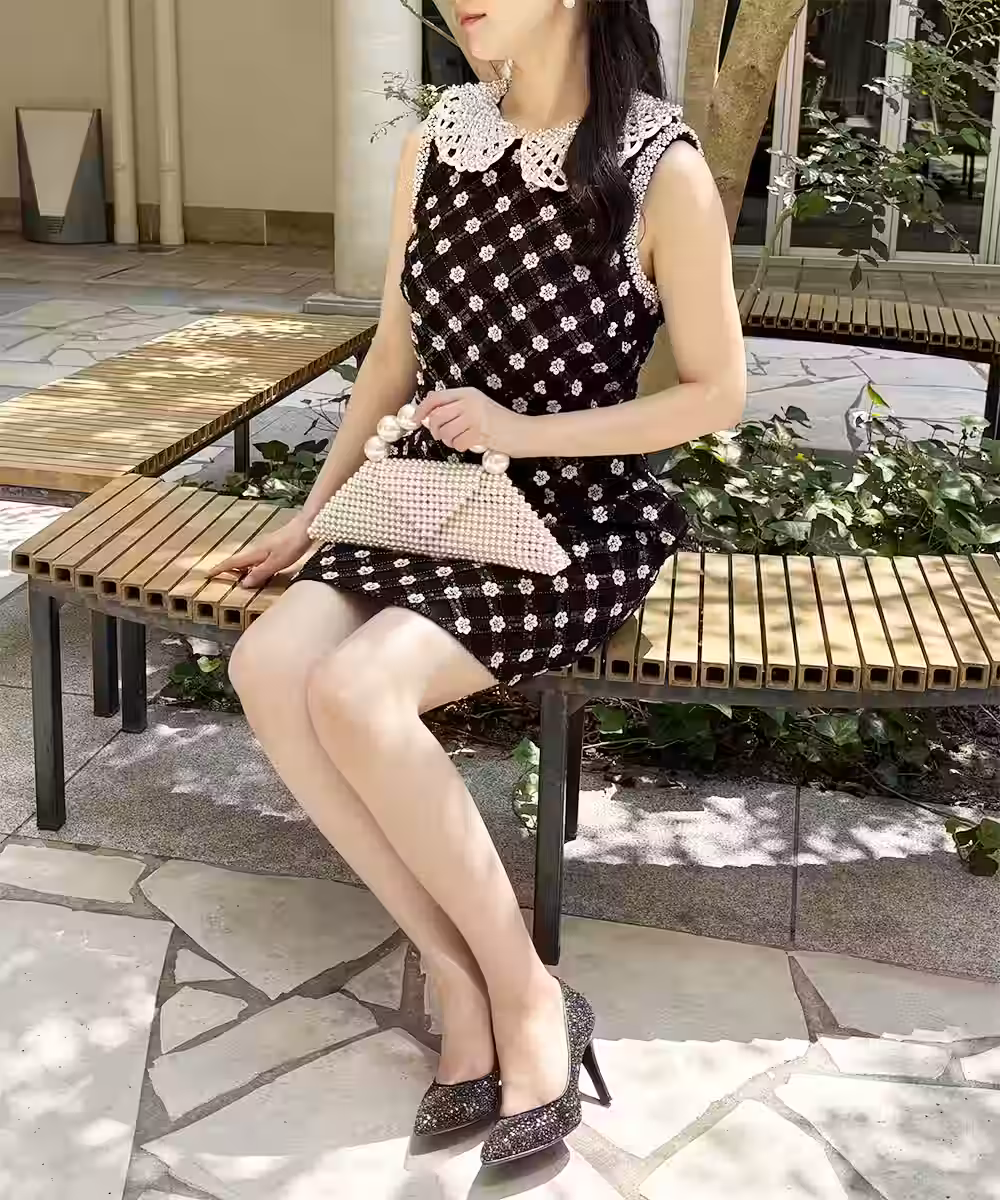 Aliviaエンベリッシュシフトドレス画像_1684 - モデル身長:159cm