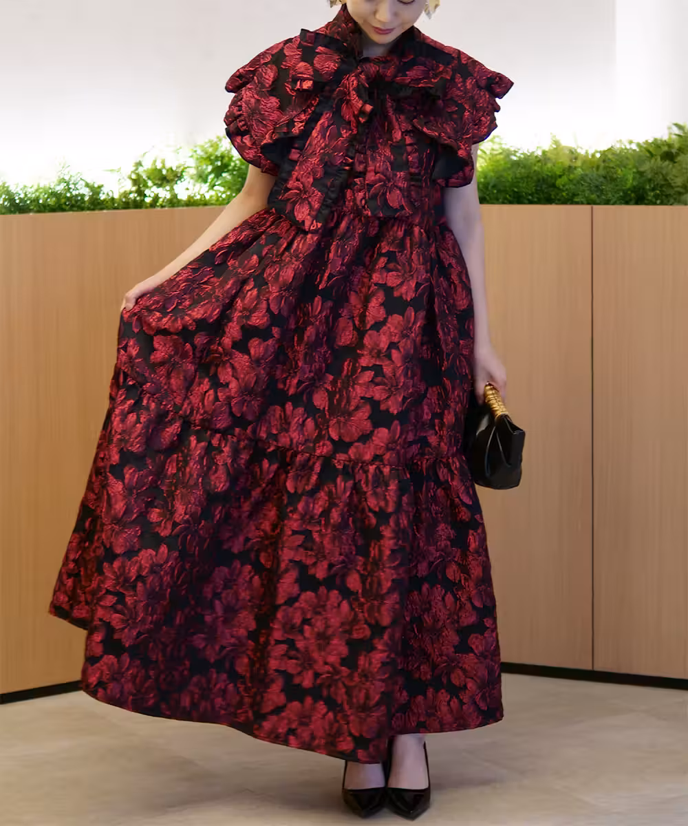 Fantasy Jacquard マキシドレス画像_2110 - モデル身長：159cm