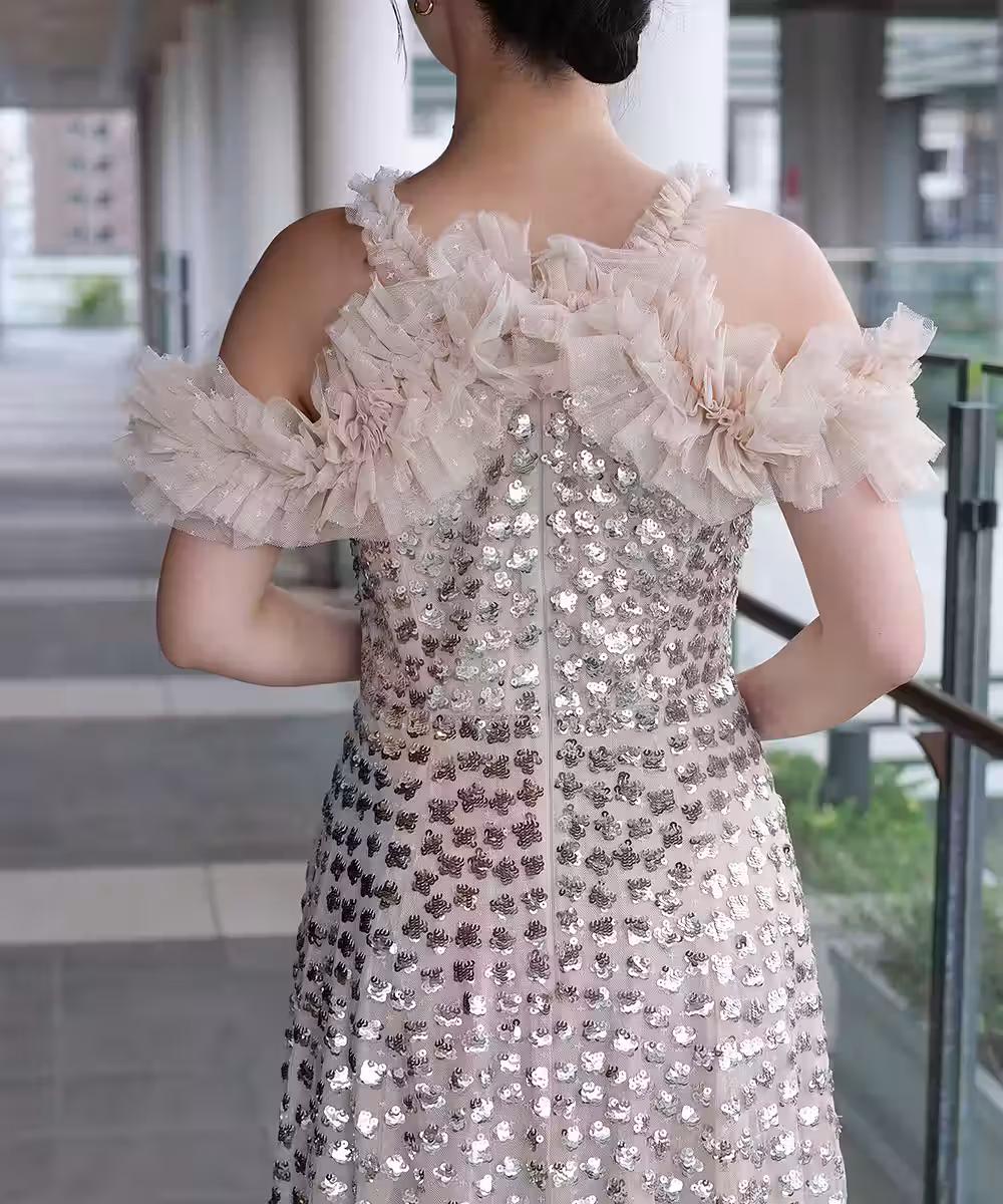 グリッセンオフショルダーバレリーナドレス画像_1787 - モデル身長：159cm