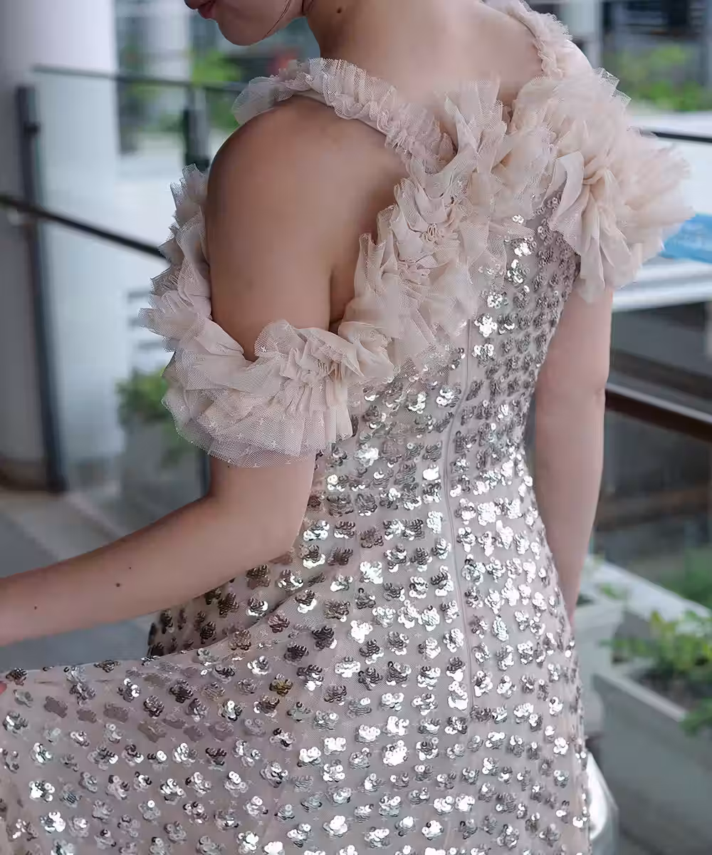 グリッセンオフショルダーバレリーナドレス画像_1789 - モデル身長：159cm
