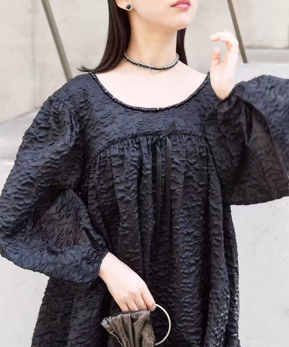 レーストリムティアードミニドレス画像_2190 - モデル身長：159cm