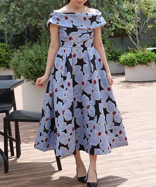 ジョージナオフショルダーミディドレス